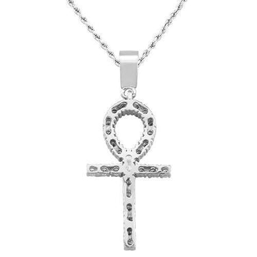 White, Yellow Diamond Ankh Pendant in 14k Yellow Gold 1.10 Ctw
